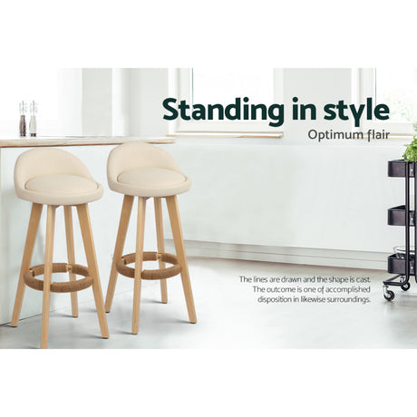 Artiss Dalvey beige bar stool seat upholstery close-up — Allure Home Collections