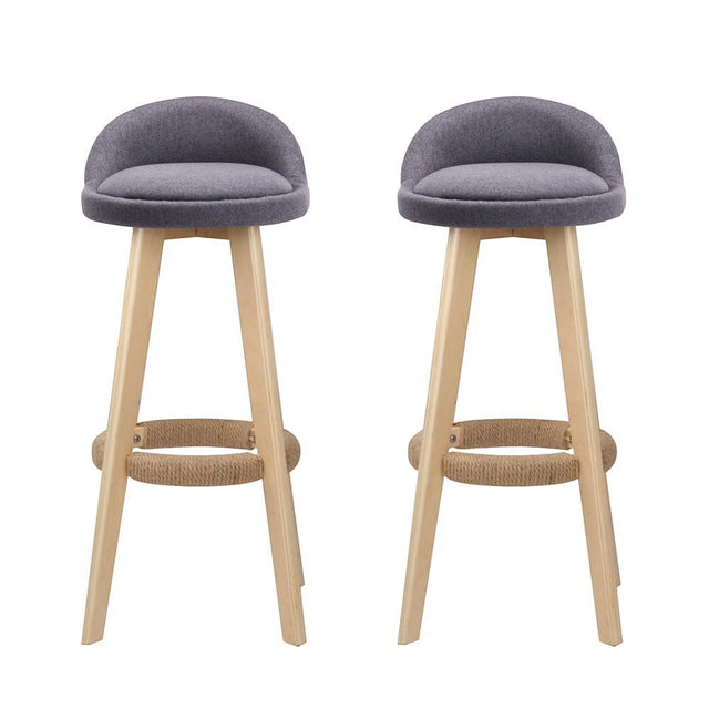 Skye grey bentwood bar stool with padded fabric seat in a modern kitchen