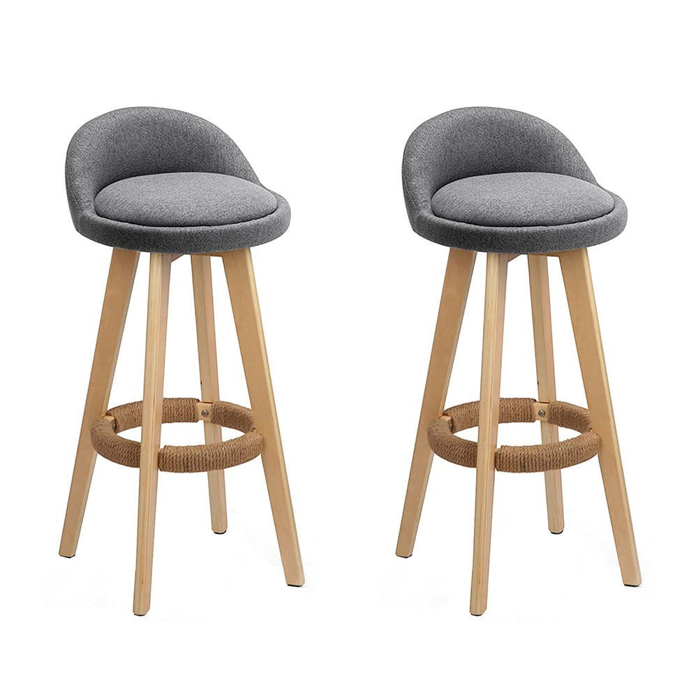 Skye grey bentwood bar stool with padded fabric seat in a modern kitchen