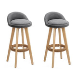Skye grey bentwood bar stool with padded fabric seat in a modern kitchen