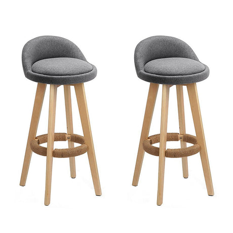 Skye grey bentwood bar stool with padded fabric seat in a modern kitchen