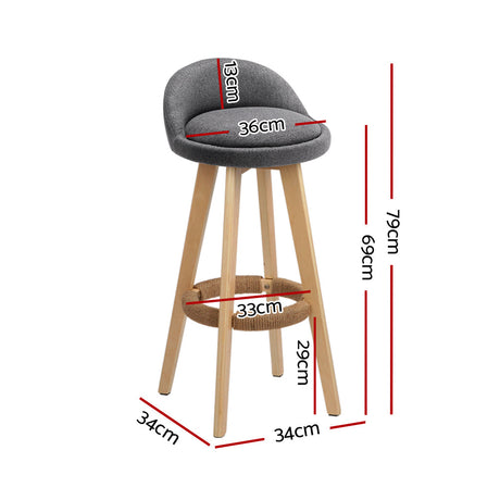 Skye grey bentwood bar stool with padded linen seat in a modern kitchen