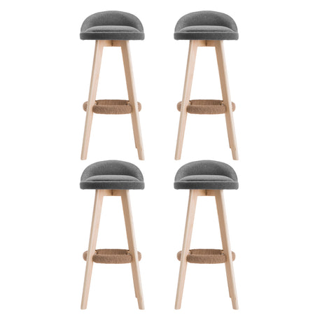 Set of 4 Artiss Dalvey grey linen wooden bar stools at kitchen island — Allure Home Collections