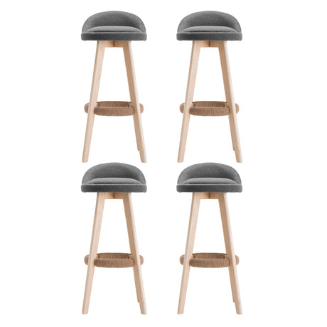 Skye grey bentwood bar stool with padded linen seat in a modern kitchen