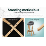 Four Artiss Dalvey grey linen bar stools in contemporary dining — Allure Home Collections