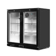 Bar fridge used as a drinks display in a cafe setting