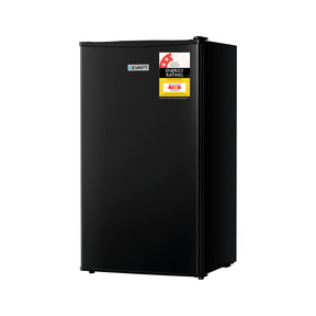 Dimension view of the 95 L black bar fridge, 84 cm high