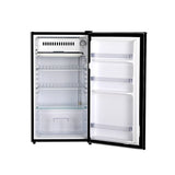 Bar fridge interior with shelves, crisper drawer and chiller compartment