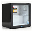 Black 40 L bar fridge with double glazed glass door, front view