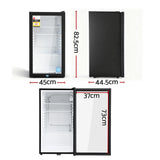 78 L countertop beverage cooler in black shown at an angle