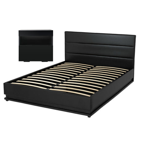 Montalcino Black Double bed frame in a modern bedroom