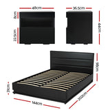 Montalcino Double Bed Frame with Bedside Table, Black