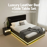 Montalcino Double Bed Frame with Bedside Table, Black