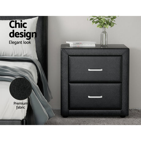 Wyrallah Upholstered Bedside Table, Black