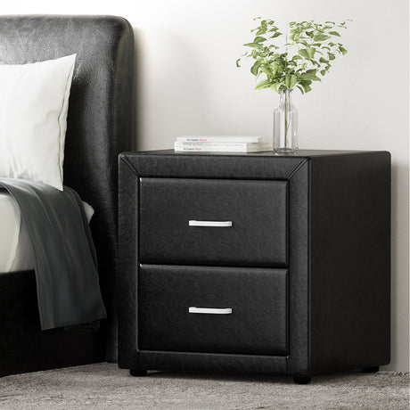 Wyrallah Upholstered Bedside Table, Black