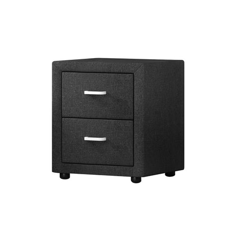Artiss CADEN Bedside Table with 2 Drawers in Charcoal Fabric — Allure Home Collections