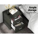 Artiss CADEN Bedside Table with 2 Drawers in Charcoal Fabric — Allure Home Collections