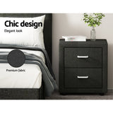 Wyrallah Upholstered Bedside Table, Charcoal 2pcs