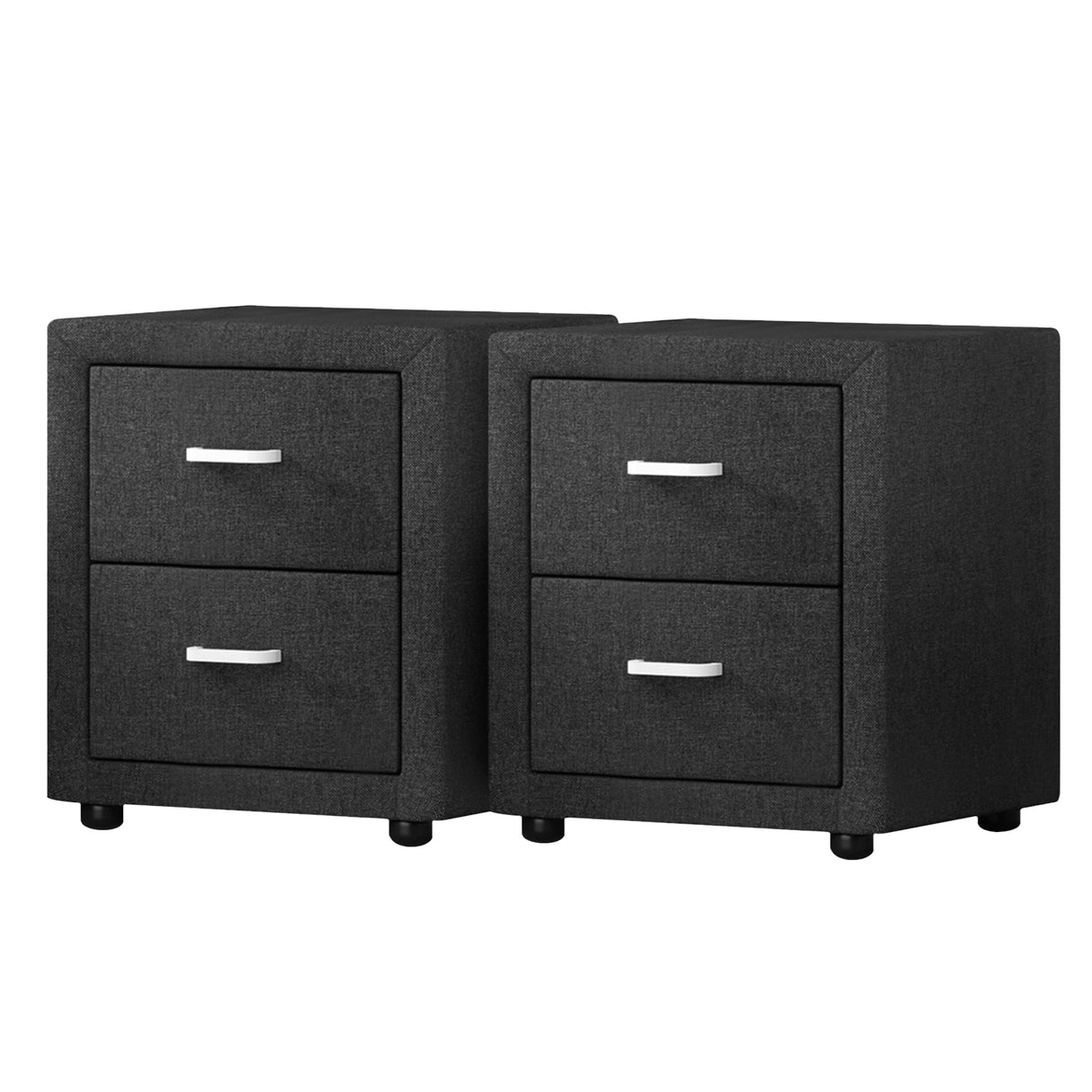 Wyrallah Upholstered Bedside Table, Charcoal 2pcs