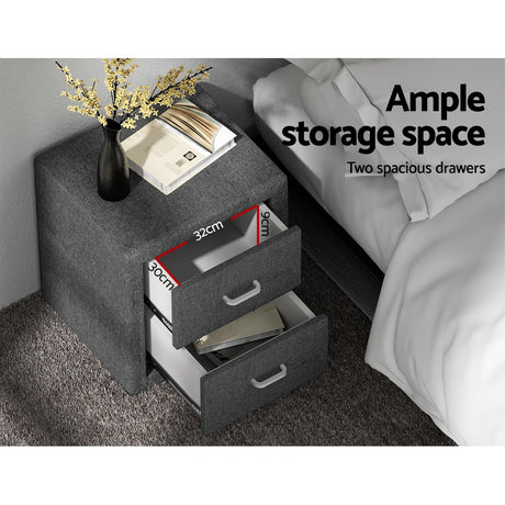 Wyrallah Upholstered Bedside Table, Grey