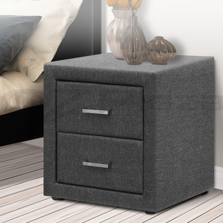 Wyrallah Upholstered Bedside Table, Grey