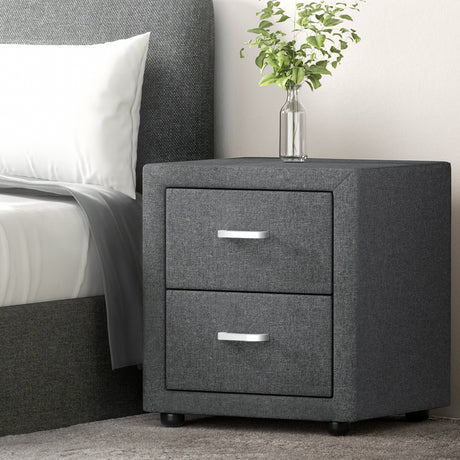 Wyrallah Upholstered Bedside Table, Grey