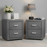 Wyrallah Upholstered Bedside Table, Grey 2pcs