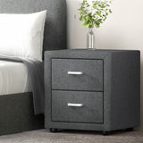 Wyrallah Upholstered Bedside Table, Grey 2pcs