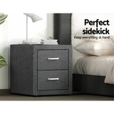 Wyrallah Upholstered Bedside Table, Grey 2pcs