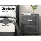 Wyrallah Upholstered Bedside Table, Grey 2pcs