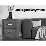 Wyrallah Upholstered Bedside Table, Grey 2pcs