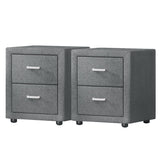 Wyrallah Upholstered Bedside Table, Grey 2pcs