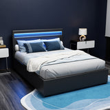 Artiss COLE double black LED bed frame lighting detail — Allure Home Collections