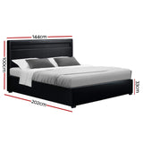 Artiss COLE black gas lift double bed frame open showing hidden storage — Allure Home Collections