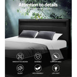 Artiss COLE black PVC leather double bed frame headboard close-up — Allure Home Collections