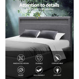 Artiss COLE grey double LED gas lift bed frame styled in bedroom — Allure Home Collections