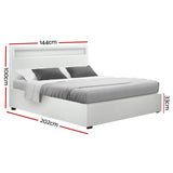 Artiss COLE white gas lift double bed frame open showing hidden storage — Allure Home Collections