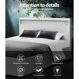 Artiss COLE white PVC leather double bed frame headboard close-up — Allure Home Collections