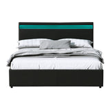 Artiss COLE gas lift bed frame open showing hidden storage — Allure Home Collections