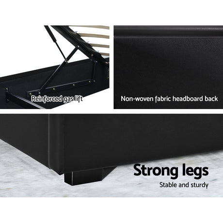 Artiss COLE bed frame from foot end showing 215 x 160 x 100cm proportions — Allure Home Collections