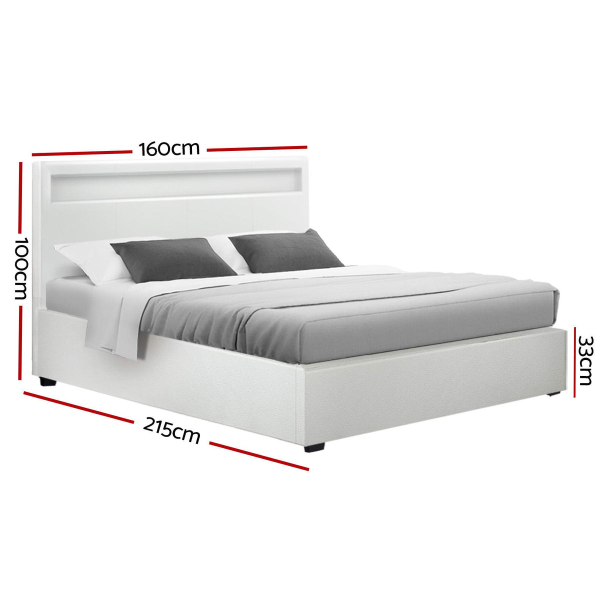 Artiss COLE gas lift white bed frame open showing hidden storage — Allure Home Collections