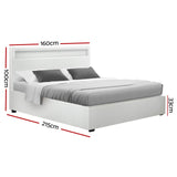Artiss COLE gas lift white bed frame open showing hidden storage — Allure Home Collections