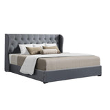 Artiss ISSA king grey gas lift bed frame from foot end — Allure Home Collections