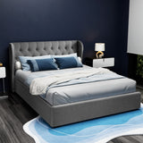 Artiss ISSA grey tufted faux linen headboard close-up — Allure Home Collections