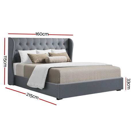 Artiss ISSA gas lift bed frame open showing large hidden storage — Allure Home Collections