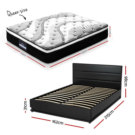 Montalcino Queen Bed Frame with Mattress, Black