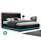 Artiss LUMI double LED bed frame lighting strip showing 16 colour modes — Allure Home Collections