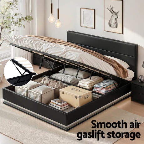Montalcino King Gas Lift Bed Frame, Black