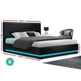 Artiss LUMI bed frame LED strip lighting close-up showing colour ambiance — Allure Home Collections