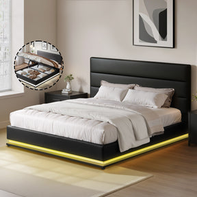 Montalcino Black Queen bed frame in a modern bedroom